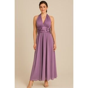 Connected NWT Apparel Halter Backless Mauve Lavender‎ Dress 16 Formal